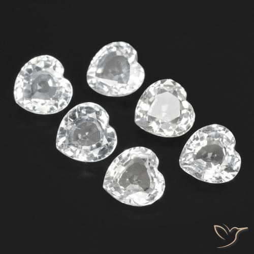 2.72 ctw White Sapphire Stones, Natural Sapphire in Heart Facet Shape for Sale