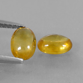 1.38 ct Yellow Sapphire Gemstone, Sapphire Gem in Oval Cabochon Shape for Sale.