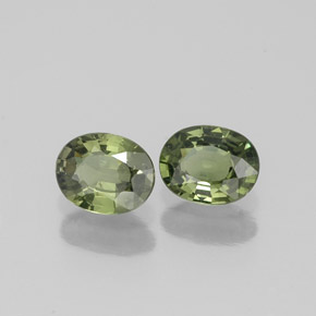 0.75 ct Green Sapphire Stone, Natural Sapphire in Oval Facet Shape for Sale