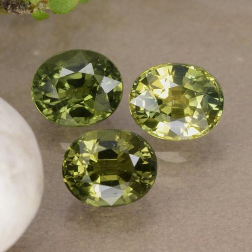 1.76 ctw Green Sapphire Stones, Natural Sapphire in Oval Facet Shape for Sale