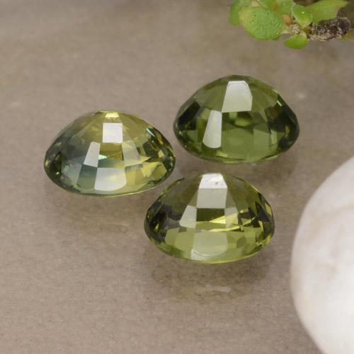 Sapphire Gemstones in 5.1 x 4.2 mm Size for Sale, Sapphire Stones in Warm Green Color