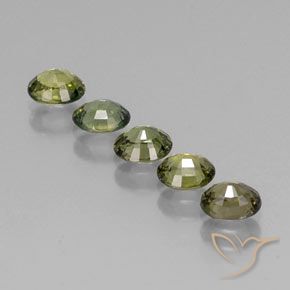 Sapphire Gemstones in 5 x 4.2 mm Size for Sale, Sapphire Stones in Brownish Green Color