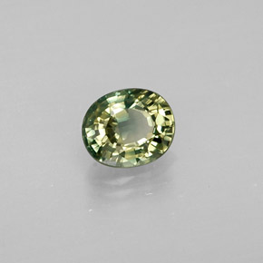 0.46 ct Green Sapphire Stone, Natural Sapphire in Oval Facet Shape for Sale