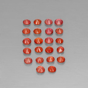 Sapphire Gemstone in 2.5 mm (calibrated) Size for Sale, Sapphire Stone in Red Orange Color