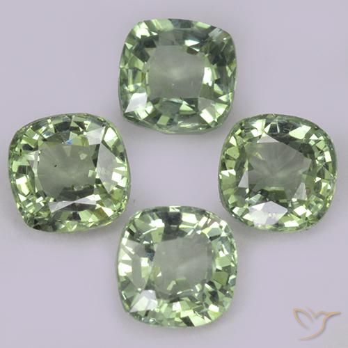 1.53 ctw Green Sapphire Stones, Natural Sapphire in Cushion-Cut Shape for Sale