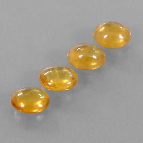 3.17 ctw Yellow Sapphire Gemstones, Sapphire Gems in Oval Cabochon Shape for Sale.