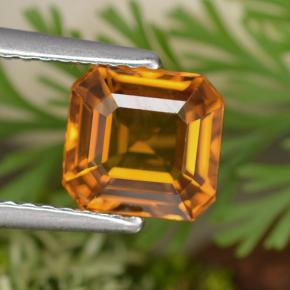 2.08 ct Orange Sapphire Gemstone, Sapphire Gem in Octagon Step Cut Shape for Sale.