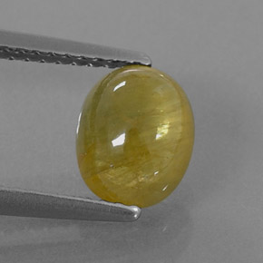 2.09 ct Yellow Sapphire Gemstone, Sapphire Gem in Oval Cabochon Shape for Sale.