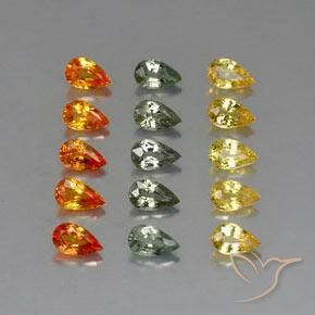 3.88 ctw Multicolor Sapphire Stones, Natural Sapphire in Pear Facet Shape for Sale
