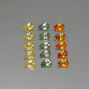 3.58 ctw Multicolor Sapphire Gemstones, Sapphire Gems in Pear Facet Shape for Sale.