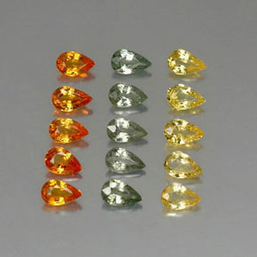 3.58 ctw Multicolor Sapphire Stones, Natural Sapphire in Pear Facet Shape for Sale