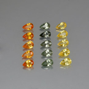 4.20 ctw Multicolor Sapphire Gemstones, Sapphire Gems in Pear Facet Shape for Sale.