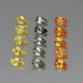 4.20 ctw Multicolor Sapphire Stones, Natural Sapphire in Pear Facet Shape for Sale