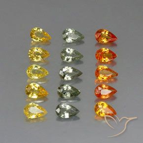4.05 ctw Multicolor Sapphire Stones, Natural Sapphire in Pear Facet Shape for Sale