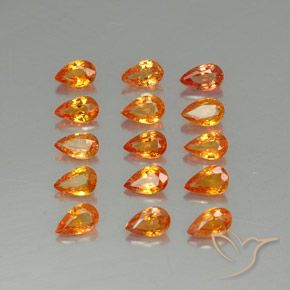 Medium Orange Sapphire Gem - 0.3ct Pear Facet (ID: 324994)