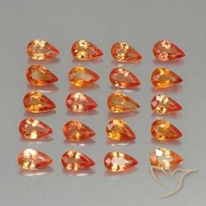 4.60 ctw Orange Sapphire Stones, Natural Sapphire in Pear Facet Shape for Sale