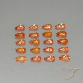 Sapphire Gemstones in 5 x 3.2 mm Size for Sale, Sapphire Stones in Medium Orange Color