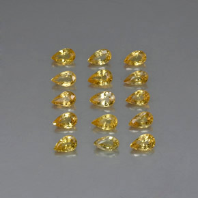 3.98 ct Gold Sapphire Gemstone, Sapphire Gem in Pear Facet Shape for Sale.