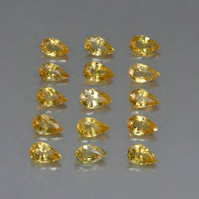3.98 ct Gold Sapphire Stone, Natural Sapphire in Pear Facet Shape for Sale