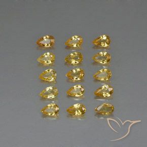 4.27 ctw Yellow Sapphire Gemstones, Sapphire Gems in Pear Facet Shape for Sale.