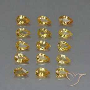 4.27 ctw Yellow Sapphire Stones, Natural Sapphire in Pear Facet Shape for Sale