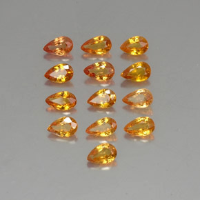 3.77 ctw Orange Sapphire Gemstones, Sapphire Gems in Pear Facet Shape for Sale.