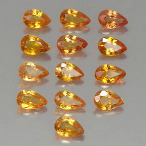 3.77 ctw Orange Sapphire Stones, Natural Sapphire in Pear Facet Shape for Sale