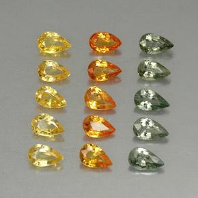 3.72 ctw Multicolor Sapphire Stones, Natural Sapphire in Pear Facet Shape for Sale