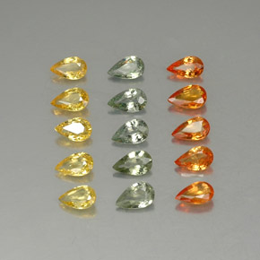 3.20 ctw Multicolor Sapphire Gemstones, Sapphire Gems in Pear Facet Shape for Sale.