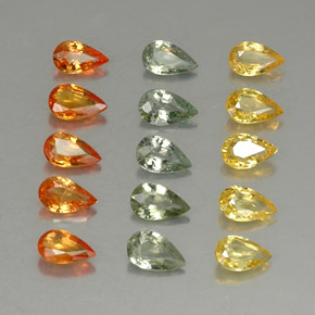 3.20 ctw Multicolor Sapphire Stones, Natural Sapphire in Pear Facet Shape for Sale