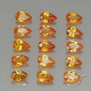 4.46 ctw Orange Sapphire Stones, Natural Sapphire in Pear Facet Shape for Sale