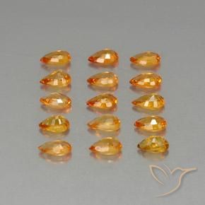 Sapphire Gemstones in 5.1 x 3.2 mm Size for Sale, Sapphire Stones in Medium Orange Color