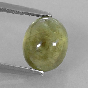3.17 ct Green Sapphire Gemstone, Sapphire Gem in Oval Cabochon Shape for Sale.