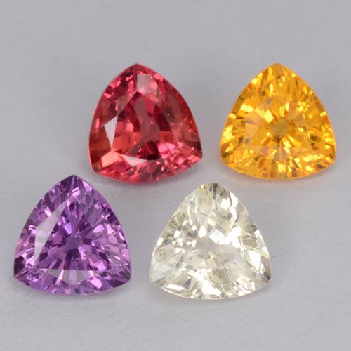 1.26 ctw Multicolor Sapphire Stones, Natural Sapphire in Trillion Facet Shape for Sale