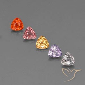 1.64 ctw Multicolor Sapphire Gemstones, Sapphire Gems in Trillion Facet Shape for Sale.