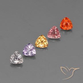 1.64 ctw Multicolor Sapphire Stones, Natural Sapphire in Trillion Facet Shape for Sale