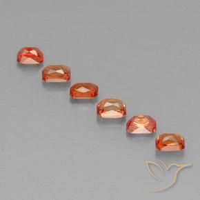 Sapphire Gemstones in 4 x 3 mm (calibrated) Size for Sale, Sapphire Stones in Amber Orange Color