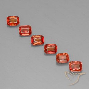 1.50 ctw Orange Sapphire Gemstones, Sapphire Gems in Octagon / Scissor Cut Shape for Sale.