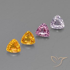 1.16 ctw Multicolor Sapphire Stones, Natural Sapphire in Trillion Facet Shape for Sale