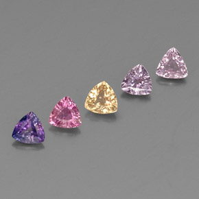 1.54 ct Multicolor Sapphire Stone, Natural Sapphire in Trillion Facet Shape for Sale