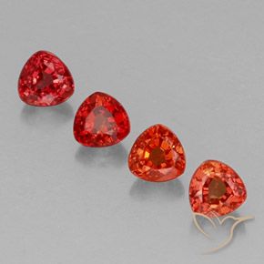 1.62 ctw Red Sapphire Gemstones, Sapphire Gems in Trillion Facet Shape for Sale.