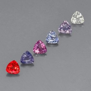 1.80 ctw Multicolor Sapphire Stones, Natural Sapphire in Trillion Facet Shape for Sale