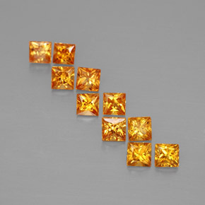 1.33 ct Orange Sapphire Stone, Natural Sapphire in Princess-Cut Shape for Sale