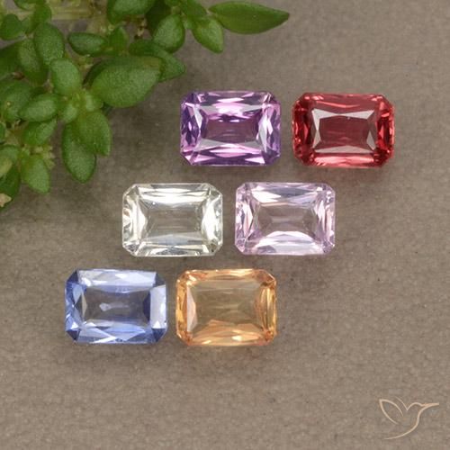 マルチカラー サファイア 宝石 - 0.3ct 八角形 / シザーズカット (ID: 330804)