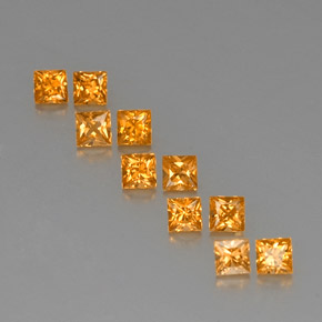 1.99 ctw Orange Sapphire Gemstones, Sapphire Gems in Princess-Cut Shape for Sale.