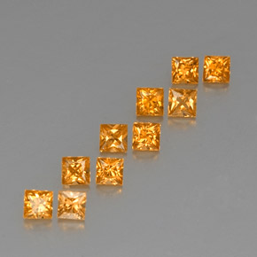 1.99 ctw Orange Sapphire Stones, Natural Sapphire in Princess-Cut Shape for Sale
