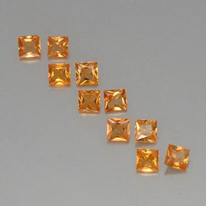 1.76 ctw Orange Sapphire Gemstones, Sapphire Gems in Princess-Cut Shape for Sale.