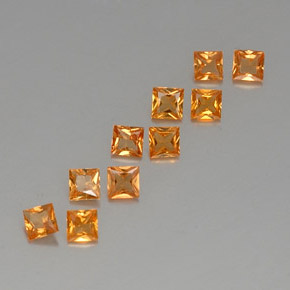 1.76 ctw Orange Sapphire Stones, Natural Sapphire in Princess-Cut Shape for Sale
