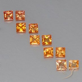 tieforange Saphir Edelstein - 0.2ct Prinzess-Schliff (ID: 330823)