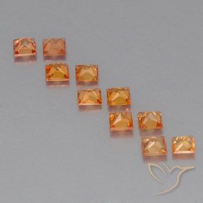 Sapphire Gemstones in 2.9 x 2.9 mm Size for Sale, Sapphire Stones in Deep Orange Color